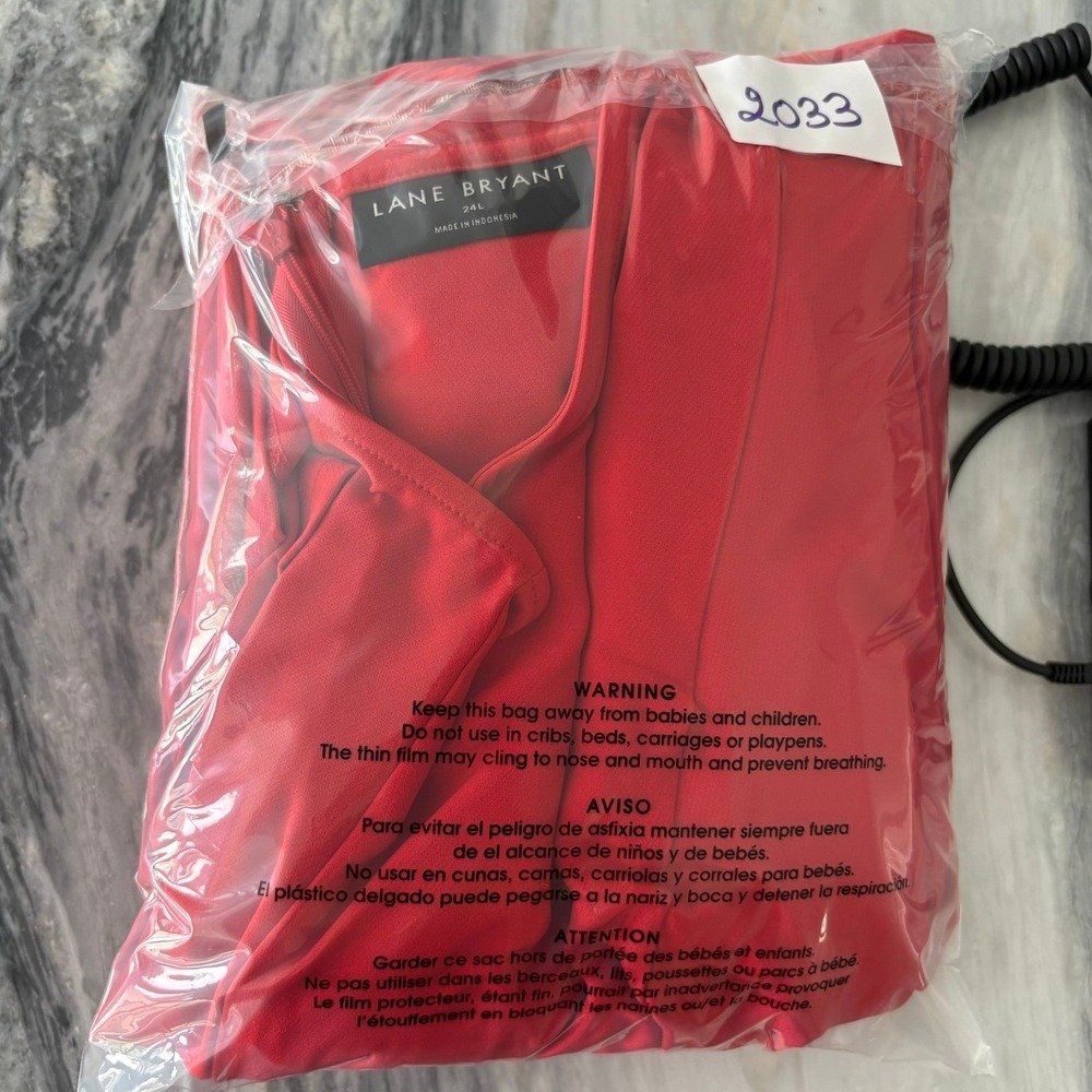 Lane Bryant Red Wide Leg Jumpsuit Short Sleeve Belted Pockets Size 24L - Picture 12 of 12